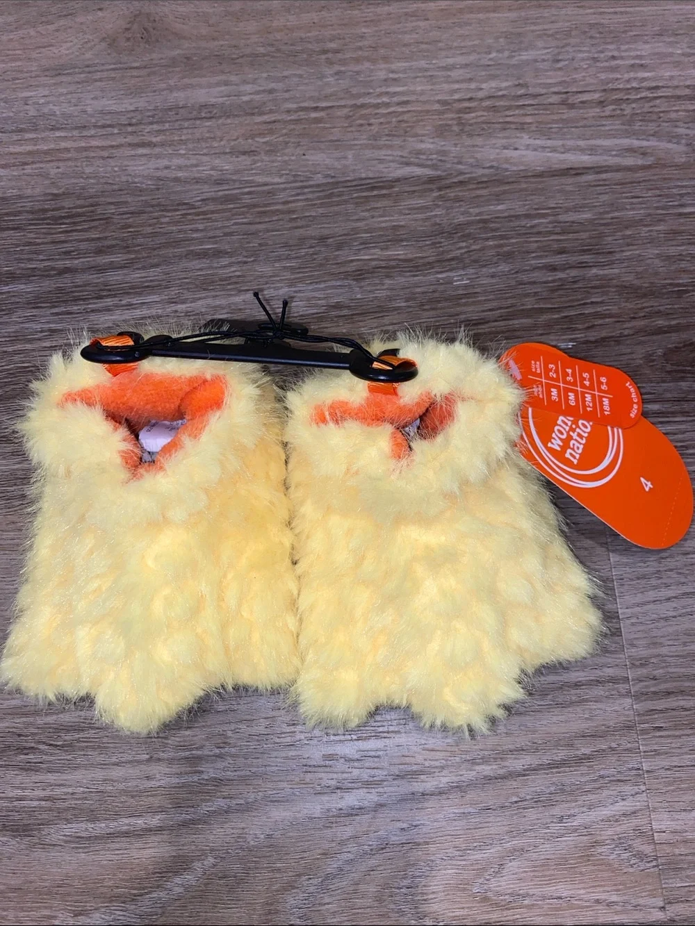 wonder nation Yellow Fuzzy Kids Slippers with Orange Accents